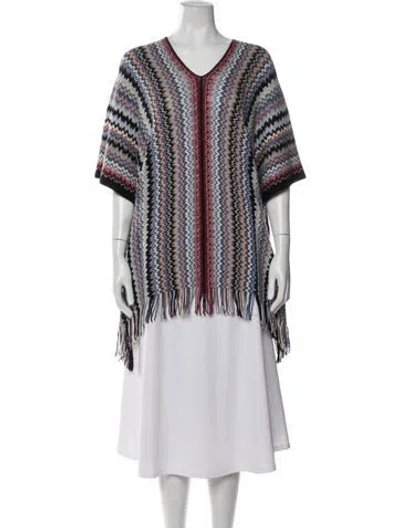 Pre-owned Missoni Patterned Poncho In Blue