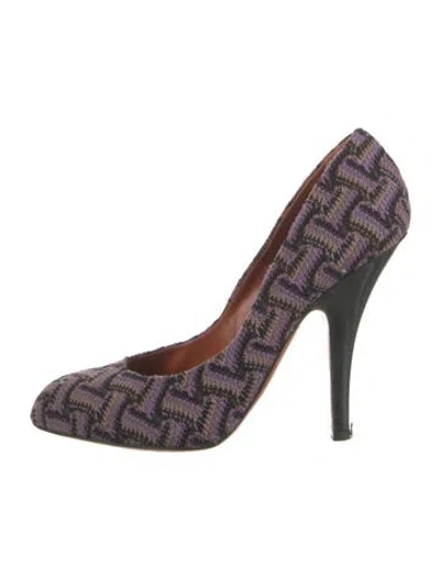Pre-owned Missoni Patterned Pumps In Black/purple