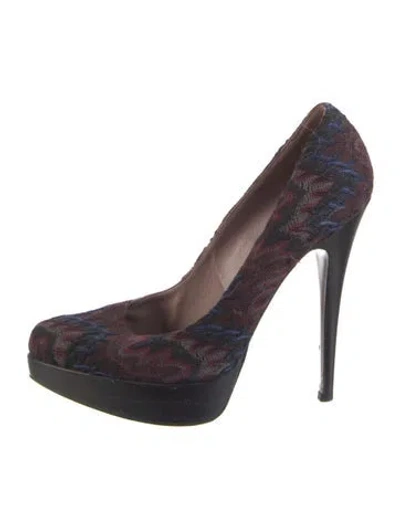 Pre-owned Missoni Patterned Pumps In Burgundy