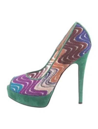 Pre-owned Missoni Patterned Pumps In Green