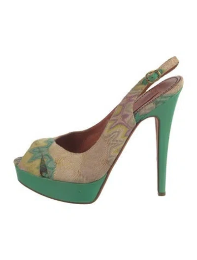 Pre-owned Missoni Patterned Pumps In Green