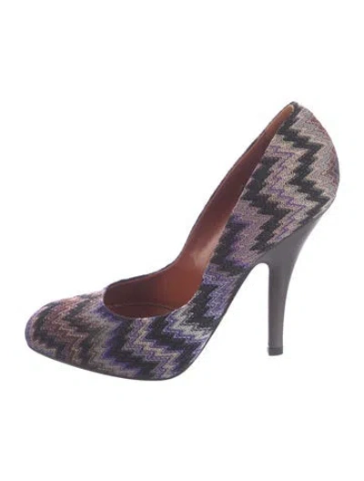 Pre-owned Missoni Patterned Pumps In Purple