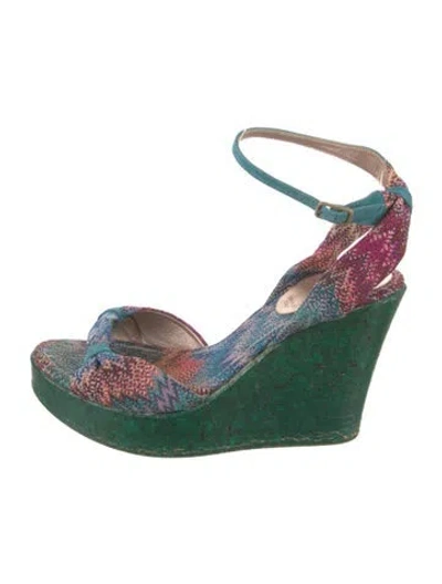 Pre-owned Missoni Patterned Sandals In Green