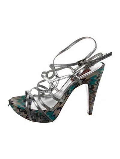 Pre-owned Missoni Patterned Sandals In Silver