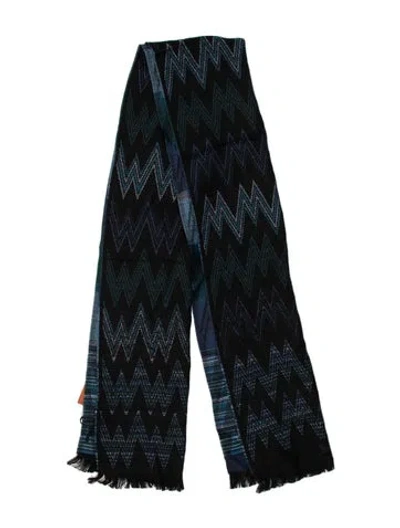 Pre-owned Missoni Patterned Scarf W/ Tags In Blue