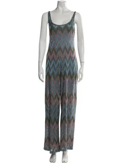 Pre-owned Missoni Patterned Scoop Neck Jumpsuit In Blue