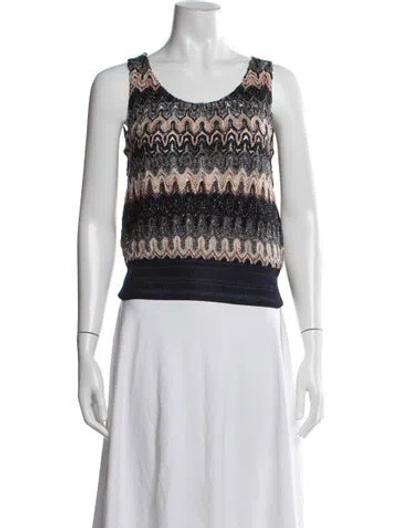 Pre-owned Missoni Patterned Scoop Neck Sweater W/ Tags In Purple