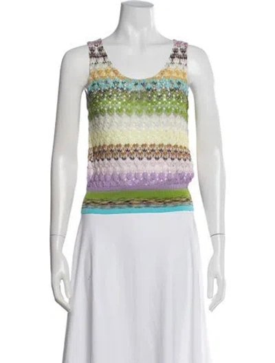 Pre-owned Missoni Patterned Scoop Neck Top In Purple