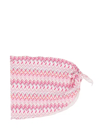 Missoni Kids' Patterned Self-tie Beach Skirt In Pink