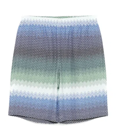 Missoni Patterned Shorts In Sblue Green Ton
