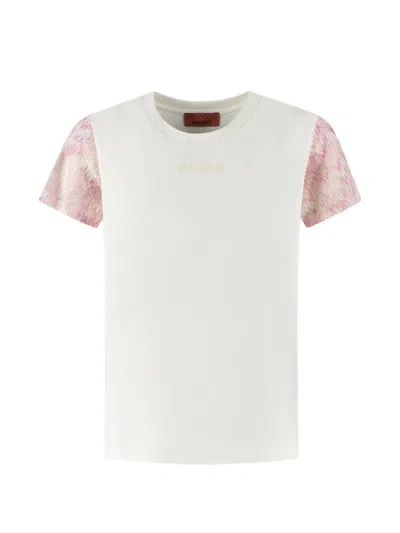 Missoni Kids' Patterned Sleeve T-shirt In White