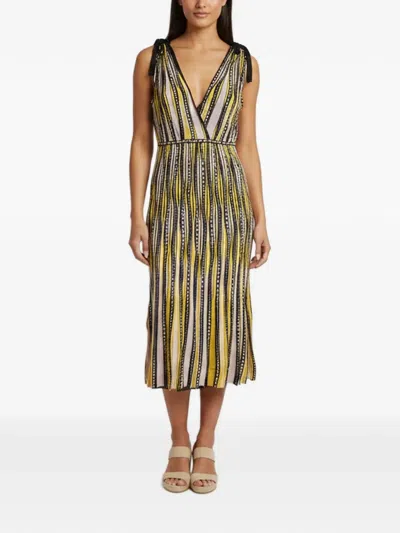 Pre-owned Missoni Patterned Sleeveless Midi Dress In Yellow