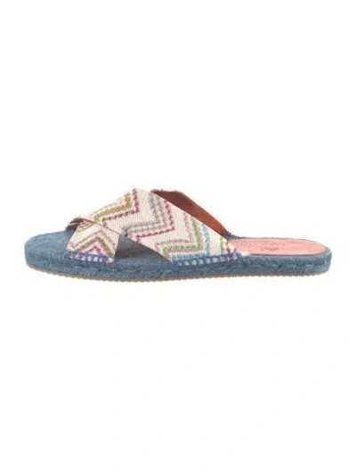 Pre-owned Missoni Patterned Slides In Blue