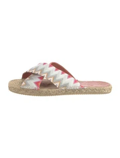 Pre-owned Missoni Patterned Slides In Blue