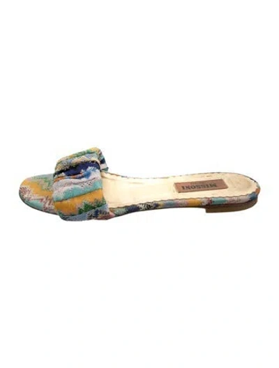 Pre-owned Missoni Patterned Slides In Gold