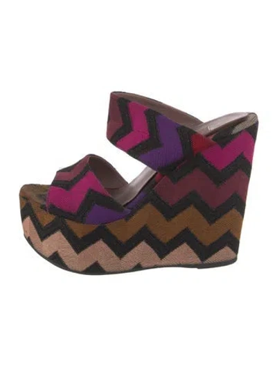 Pre-owned Missoni Patterned Slides In Multi