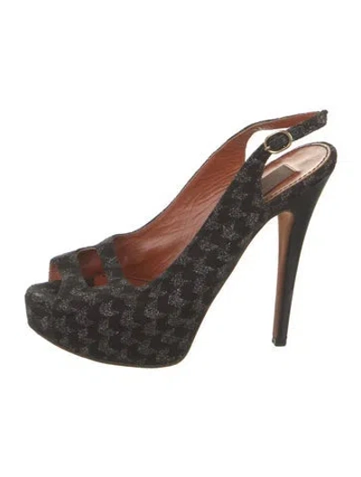 Pre-owned Missoni Patterned Slingback Sandals In Black/metallic