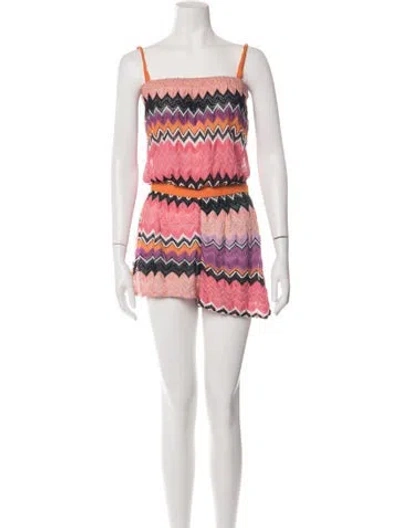 Pre-owned Missoni Patterned Square Neckline Romper In Multicolor