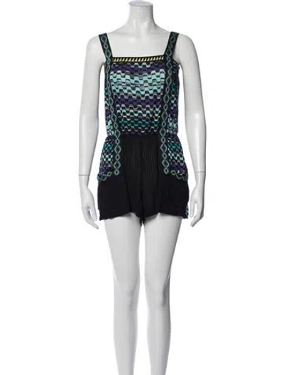 Pre-owned Missoni Patterned Square Neckline Romper In White
