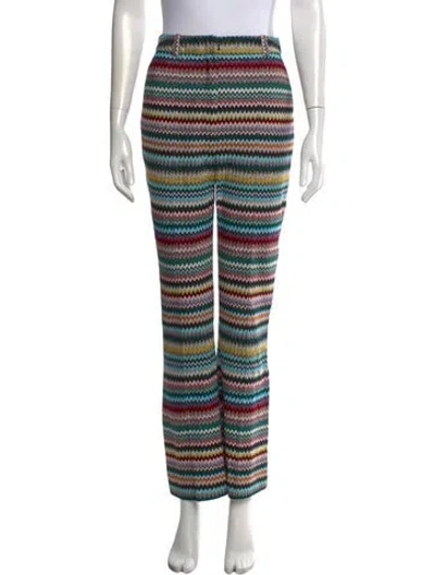 Pre-owned Missoni Patterned Straight Leg Pants In Blue/metallic