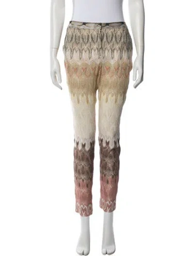 Pre-owned Missoni Patterned Straight Leg Pants In Metallic/neutrals