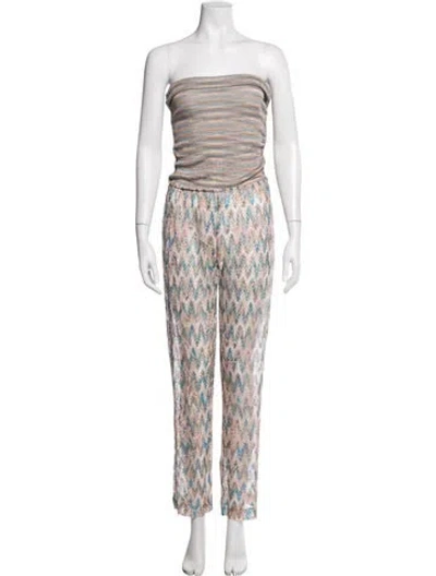 Pre-owned Missoni Patterned Strapless Jumpsuit In Neutrals