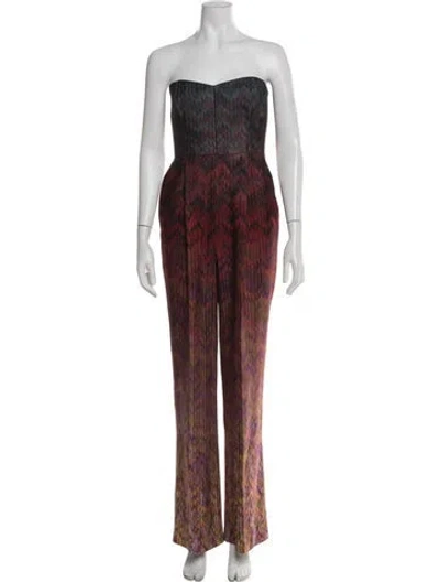 Pre-owned Missoni Patterned Strapless Jumpsuit In Purple