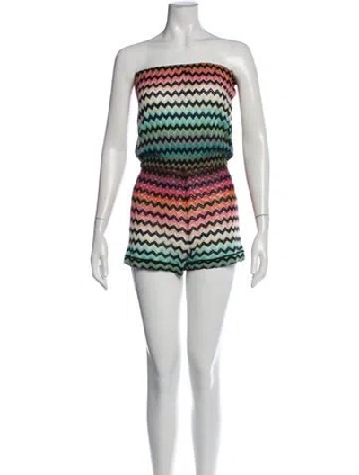 Pre-owned Missoni Patterned Strapless Romper In Black