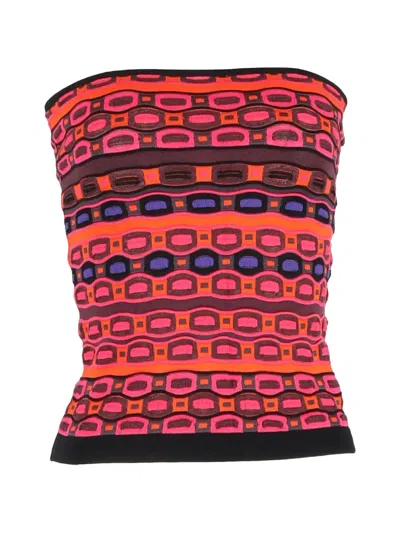 Pre-owned Missoni Patterned Strapless Top In Orange