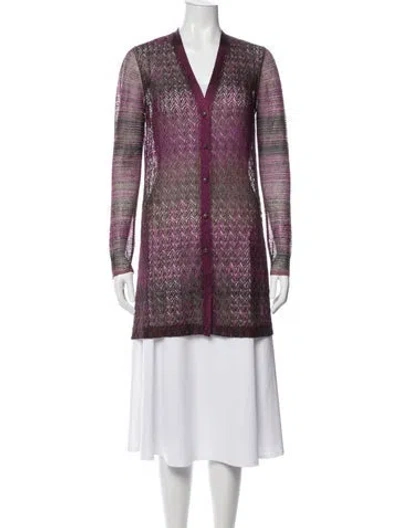 Pre-owned Missoni Patterned Sweater In Purple