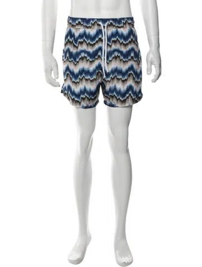 Pre-owned Missoni Patterned Swim Trunks W/ Tags In Blue/white