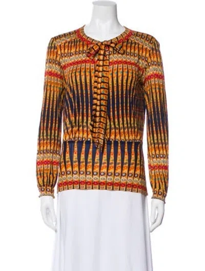 Pre-owned Missoni Patterned Tie Neck Blouse In Multi