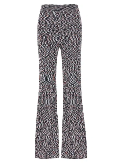 Missoni Flared Geometric Knit Trousers In Gray