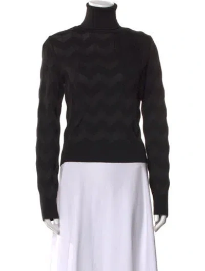Pre-owned Missoni Patterned Turtleneck Sweater In Black