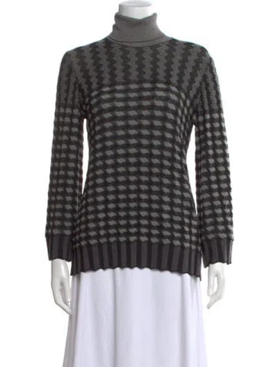 Pre-owned Missoni Patterned Turtleneck Sweater In Black