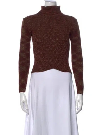 Pre-owned Missoni Patterned Turtleneck Sweater In Red