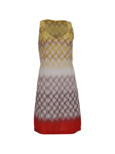 Pre-owned Missoni Patterned V-neck Mini Dress In Yellow
