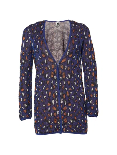 Pre-owned Missoni Patterned V-neck Cardigan In Blue