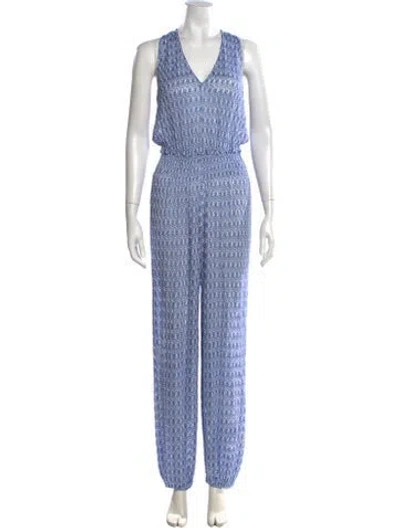 Pre-owned Missoni Patterned V-neck Jumpsuit In Blue