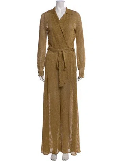 Pre-owned Missoni Patterned V-neck Jumpsuit In Gold