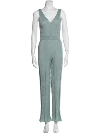 Pre-owned Missoni Patterned V-neck Jumpsuit In Green