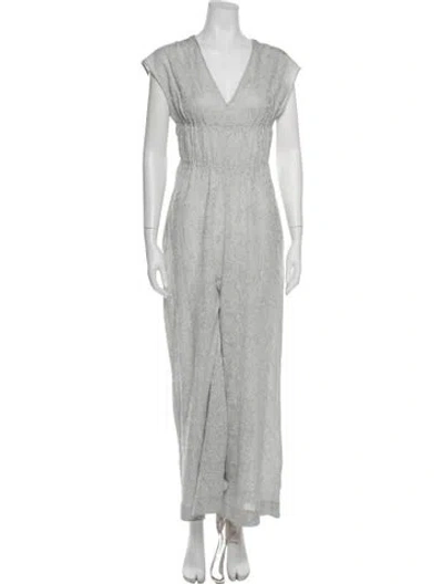 Pre-owned Missoni Patterned V-neck Jumpsuit In Grey/metallic