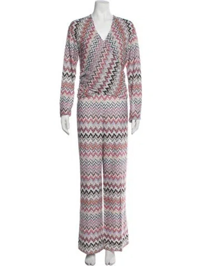 Pre-owned Missoni Patterned V-neck Jumpsuit In Multicolor