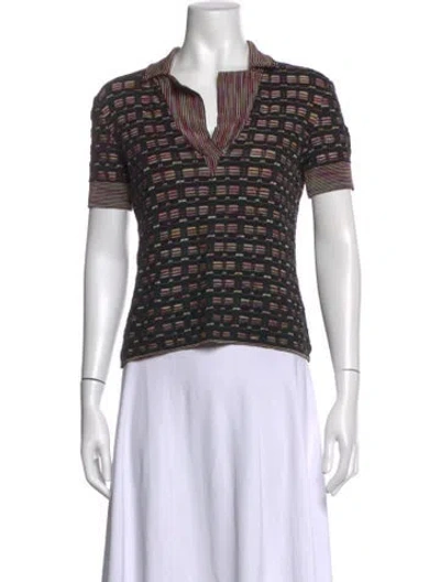 Pre-owned Missoni Patterned V-neck Polo In Black