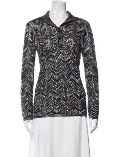 Pre-owned Missoni Patterned V-neck Polo In Multicolor