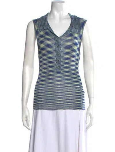 Pre-owned Missoni Patterned V-neck Polo In Yellow