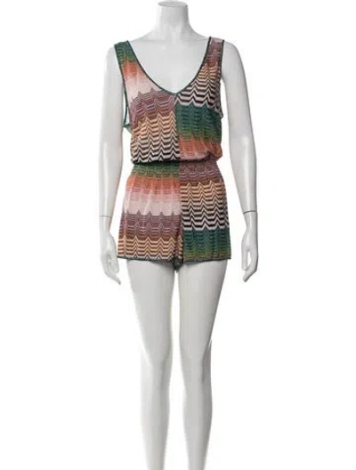 Pre-owned Missoni Patterned V-neck Romper In Multi