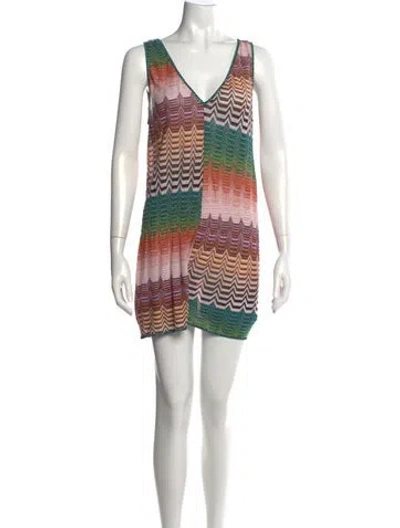 Pre-owned Missoni Patterned V-neck Romper In Neutrals
