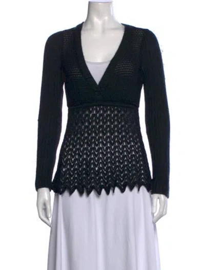 Pre-owned Missoni Patterned V-neck Sweater In Black
