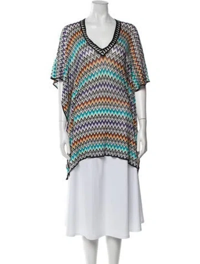 Pre-owned Missoni Patterned V-neck Sweater In Black/blue